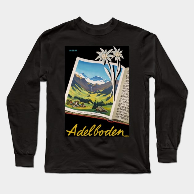 Adelboden, Switzerland, Vintage Travel Ski Poster Long Sleeve T-Shirt by BokeeLee